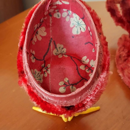 Vintage Easter rooster used, velvet decorative item