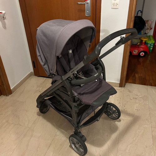 Inglesina Trilogy stroller used, denim color with footmuff and rain cover