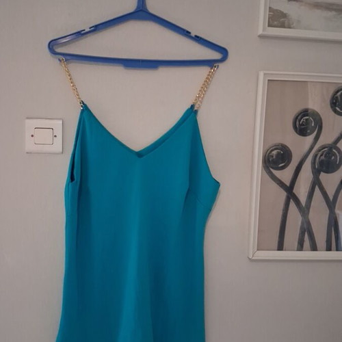 Blue summer top M/L like new with chain straps