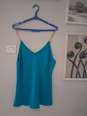 Blue summer top M/L like new with chain straps