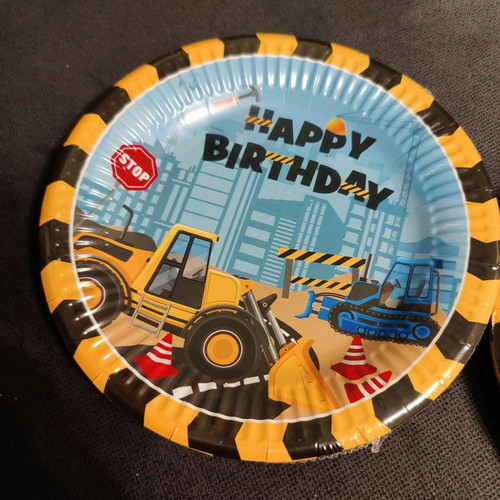 Party plates construction machinery set of 20 pieces new