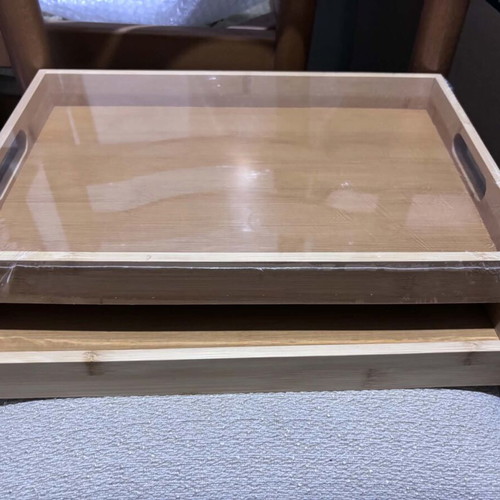 Wooden trays like new, set of two, one closed and one open