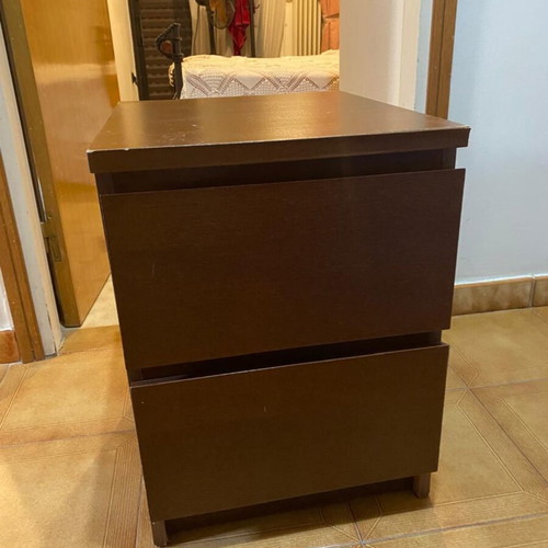 Bedroom furniture set with dresser and 2 nightstands, dark wood finish