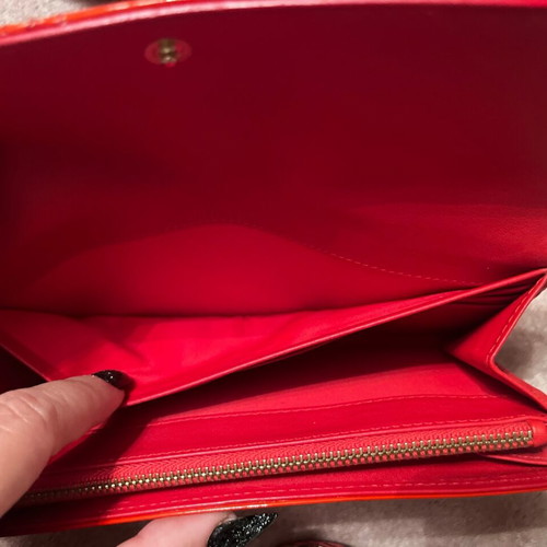 Lady Dior red patent leather wallet like new