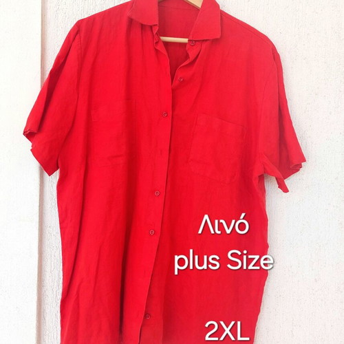 Plus Size Red Linen Shirt 2XL, Italy