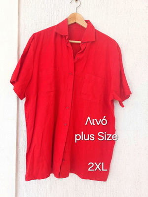 Plus Size Red Linen Shirt 2XL, Italy