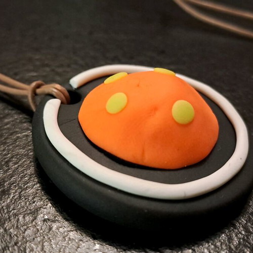 Handmade psychedelic fluo pendant like new with adjustable black cord