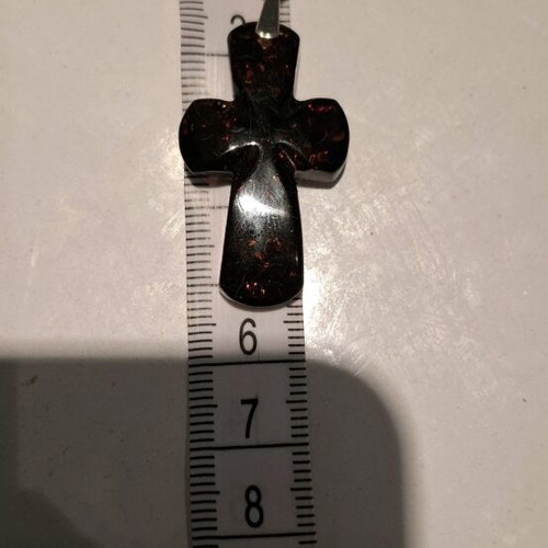 Cross made of natural black Baltic amber new