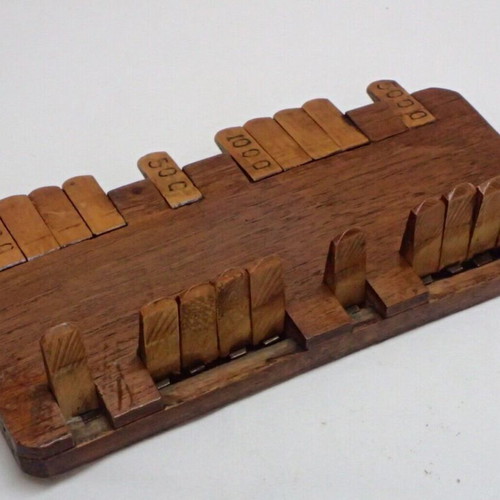 Vintage wooden Bezique used, game score counter