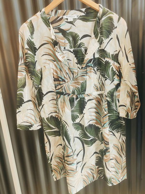 Marella βαμβακερό φόρεμα με tropical print σε λευκό και πράσινο, μέγεθος S
