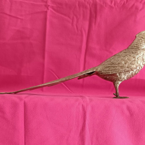 Vintage silver metal pheasant figurine like new