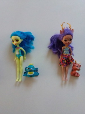 Enchantimals dolls and pet friends used, set of 3