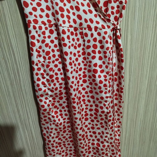 Yas polka dot wrap dress like new, above knee length, red beige