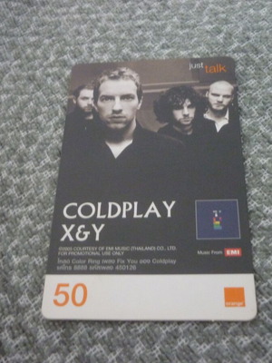 Coldplay προπληρωμένη τηλεκάρτα από Ταϊλάνδη