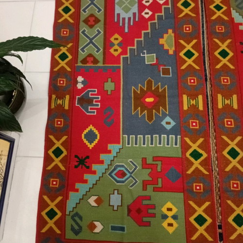 Set of 2 handmade embroidered rugs 1960s like new