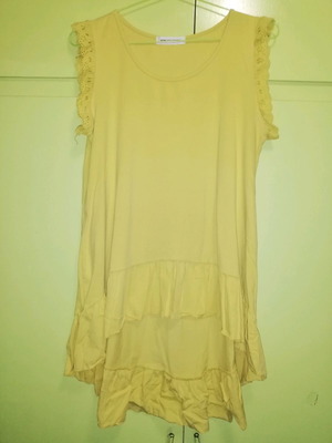 Asymmetric blouse used, size L, mustard color