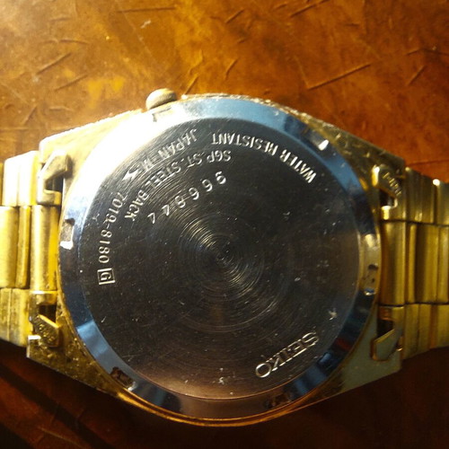 Seiko 5 Automatic 21 Jewels Vintage Watch Used Gold Checkboard Dial