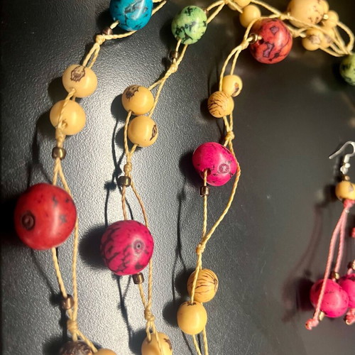 Handmade multi-layer ethnic necklace like new from natural seeds