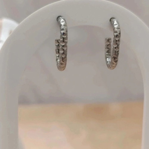 Steel Oval Silver Earrings like new, 2 cm
