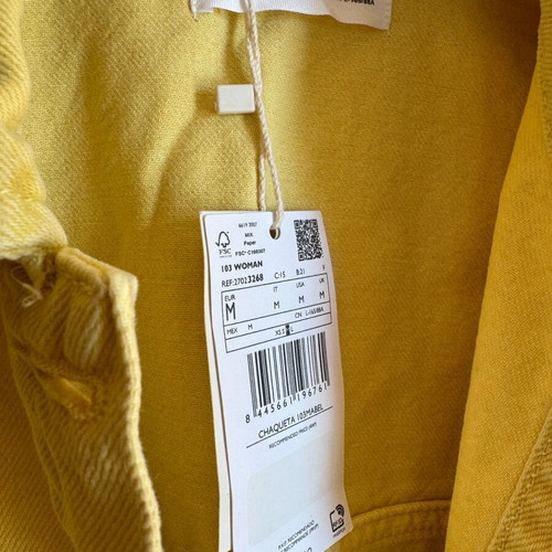 Mango denim jacket new, yellow, size medium