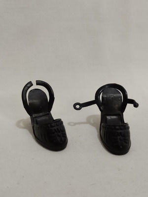 Bibi Bo El Greco Black Carved Doll Shoes used, 80s