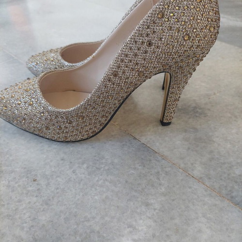 Diamantique high heels size 39 gold with rhinestones new