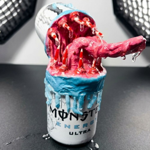 Handmade monster figure from Monster can with clay and UV resin