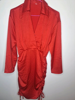 Dress red new, above knee with gathers
