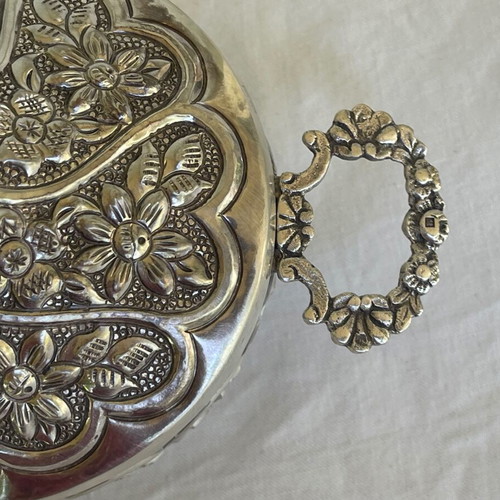 Ornate Silver Bowl Antique with Lid and Plate