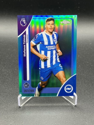 2025-26 Topps EPL Stefanos Tzimas RC Green Aqua card /299
