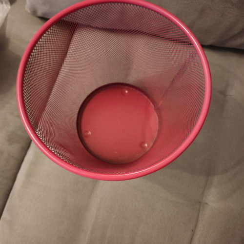 Office waste bin like new, metal fuchsia mesh