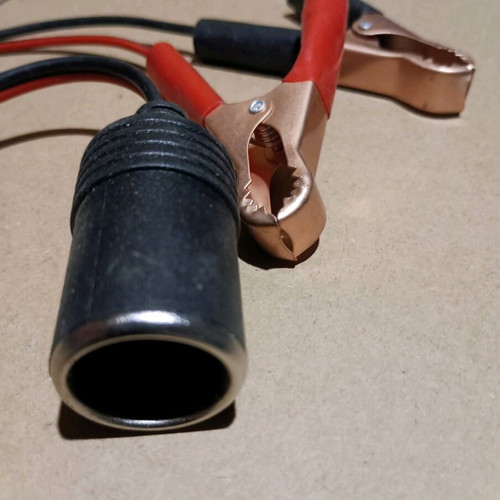 12V car socket with crocodile clips new, cable length 28cm