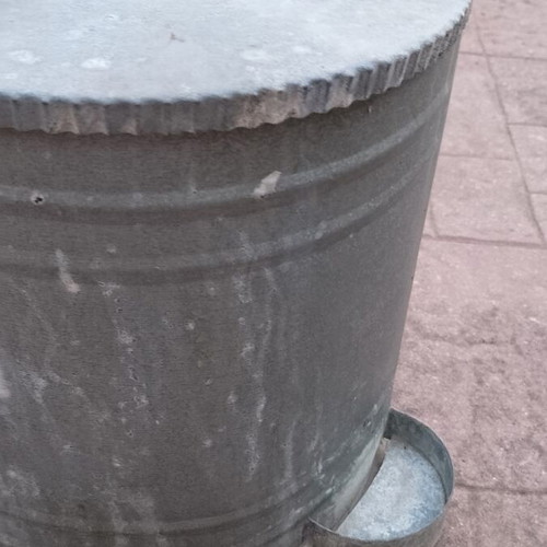 Vintage galvanized water storage with plastic tap used