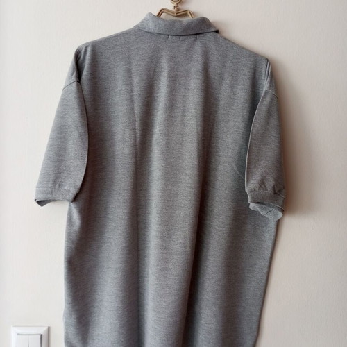 Grey polo-style shirt XL, men's cotton piqué