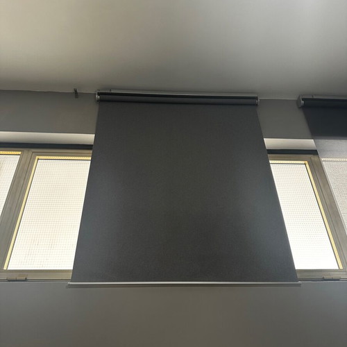 Roller blind used, dark gray shade