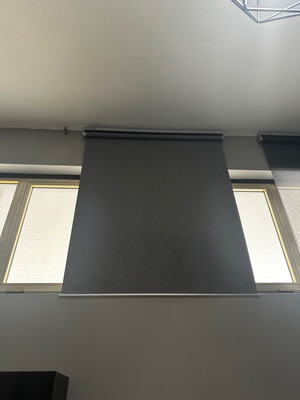 Roller blind used, dark gray shade