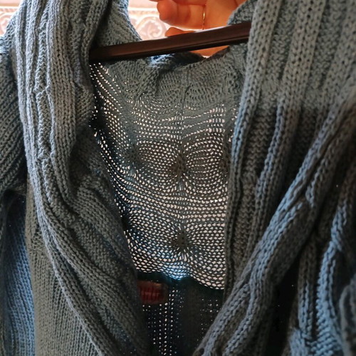 Spring cardigan like new, knitted, size S, blue turquoise