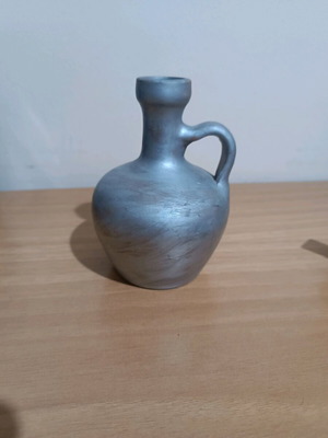 Vintage decorative jug used, gray-silver finish