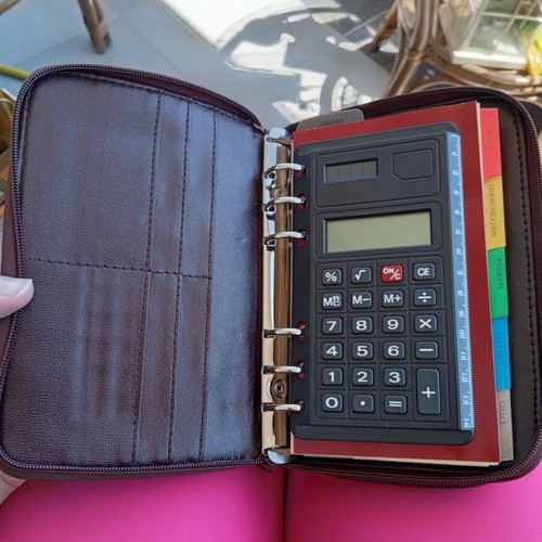Vintage Business Organizer 2000s with calculator and pens, like new