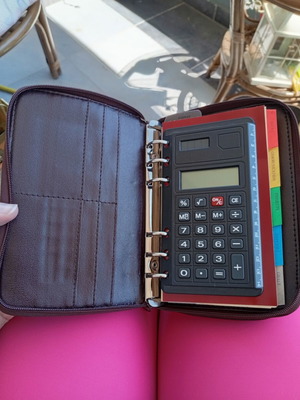 Vintage Business Organizer 2000s with calculator and pens, like new