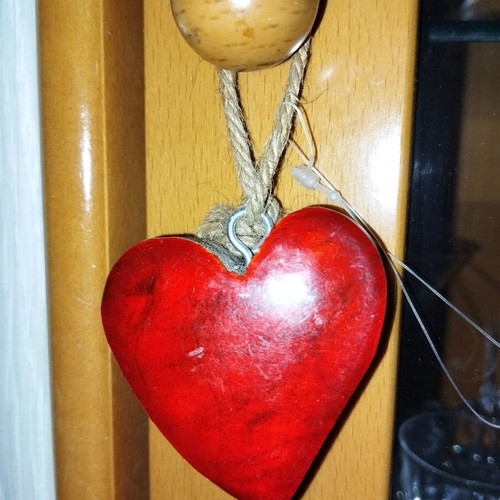 Wooden heart like new handmade hanging ornament