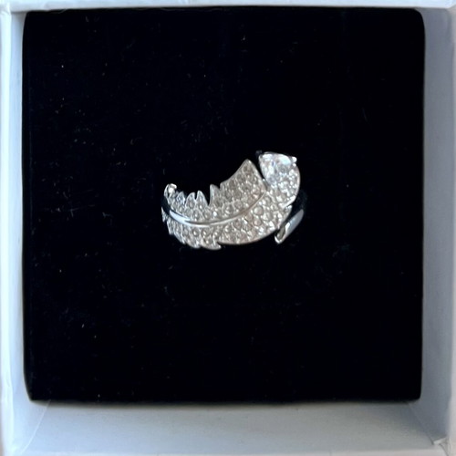 Swarovski δαχτυλίδι Feather ανοιχτό, ασημί