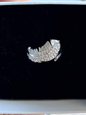 Δαχτυλίδι Swarovski φτερό, ανοιχτό, ασημί