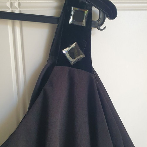 Zara medium black dress like new with velvet one shoulder and crystals