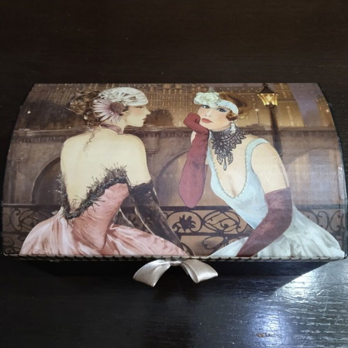 Vintage jewelry box with interior mirror used