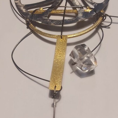 Handmade brooch new, gold and silver colors
