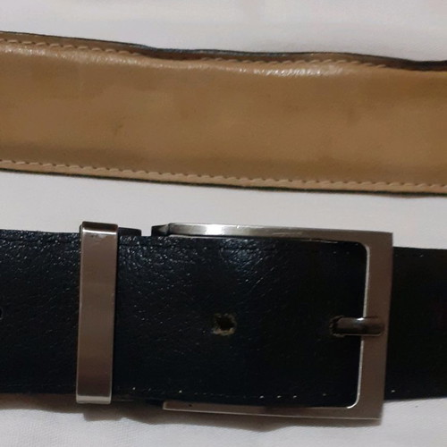 Unisex belt used, genuine double-sided leather, black and brown