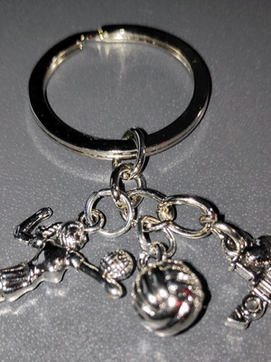 Metal keychain with volley elements silver
