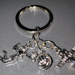 Metal keychain with volley elements silver