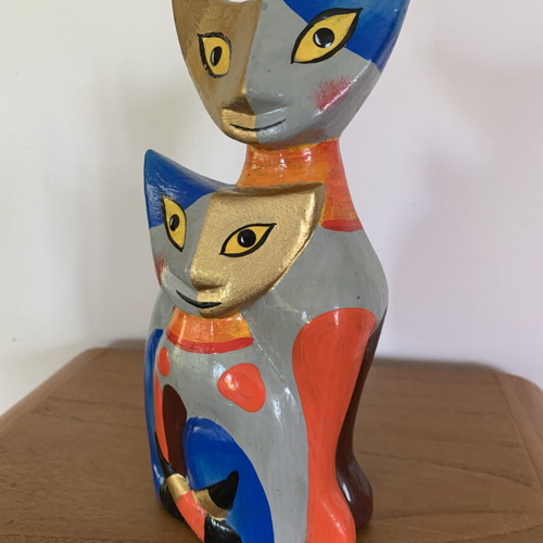 Two Cats Decorative Figurine with Gold Leaf like new